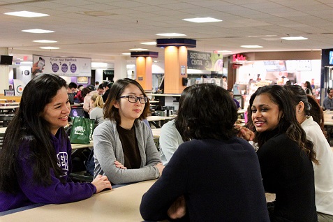 Students having a conversation